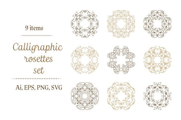 Calligraphic Rosettes Set: A Designer’s Essential for Creative Projects
