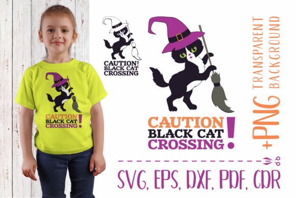 Caution Black Cat Crossing. Cutting SVG: A Versatile Design for Creative and Commercial Use