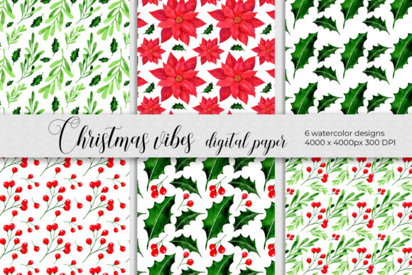 Christmas Digital Papers. Winter Plants: A Strategic Resource for Creative and Professional Use