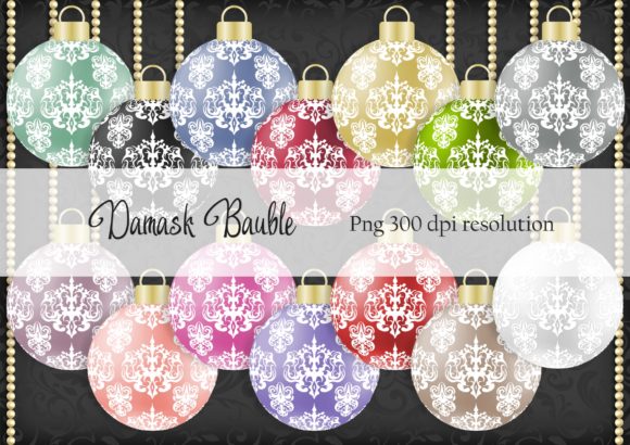 Damask Christmas Bauble Design Elements