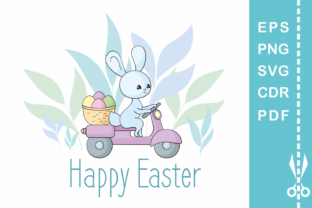 Easter Design with Bunny on a Moped