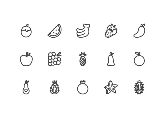 Fruit Icon Set Line Style: A Versatile Design Asset for Creative Projects