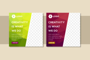 Square Banner Polygonal Green Red
