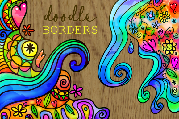 Watercolor Ink Folk Art Doodle Borders: A Creative Tool for Designers and Crafters